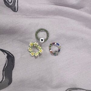 Colorful Beaded Rings Set